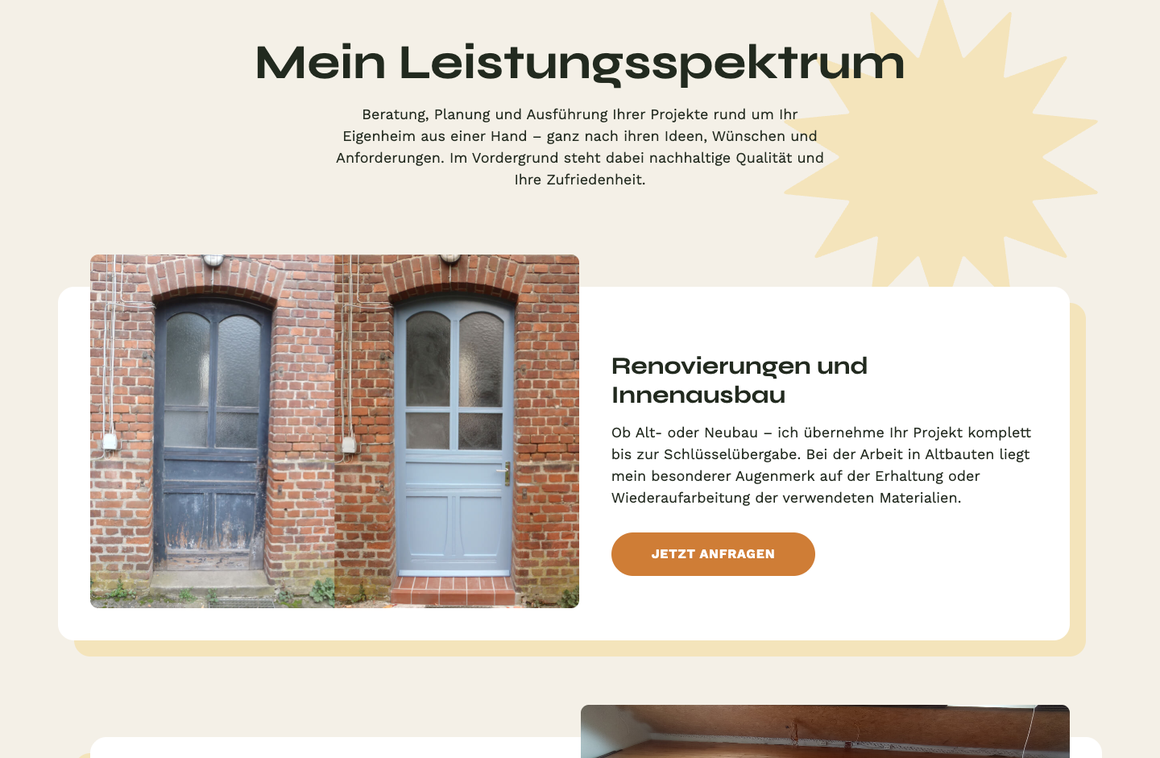 Köhnich Handwerkservice, das Leistungsspektrum auf der Startseite