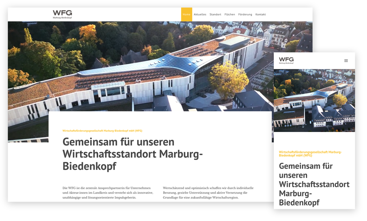 WFG Marburg-Biedenkopf – Website für die Wirtschaftsförderungsgesellschaft Marburg-Biedenkopf